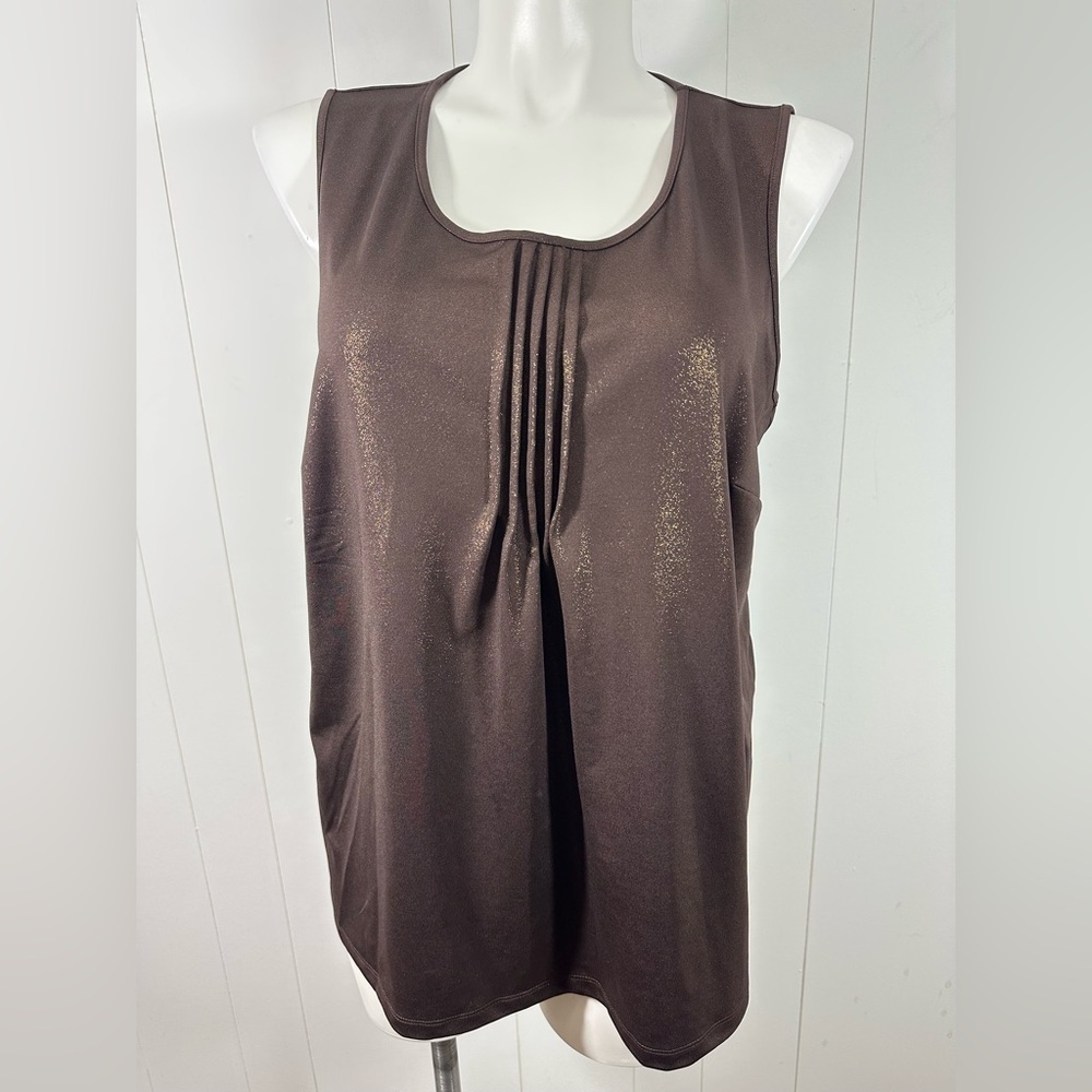 NEW Catherines Women's Brown Gold Shimmer Sleeveless Top Sz 1X (18/20W) Metallic